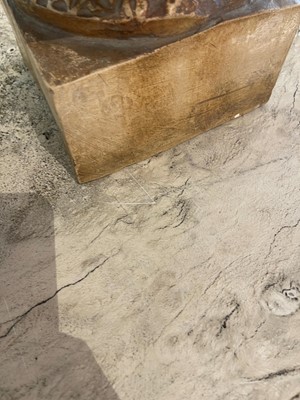 Lot 53 - A marble and travertine console table after the antique