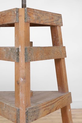 Lot 80 - A set of three pine and metal pottery stands