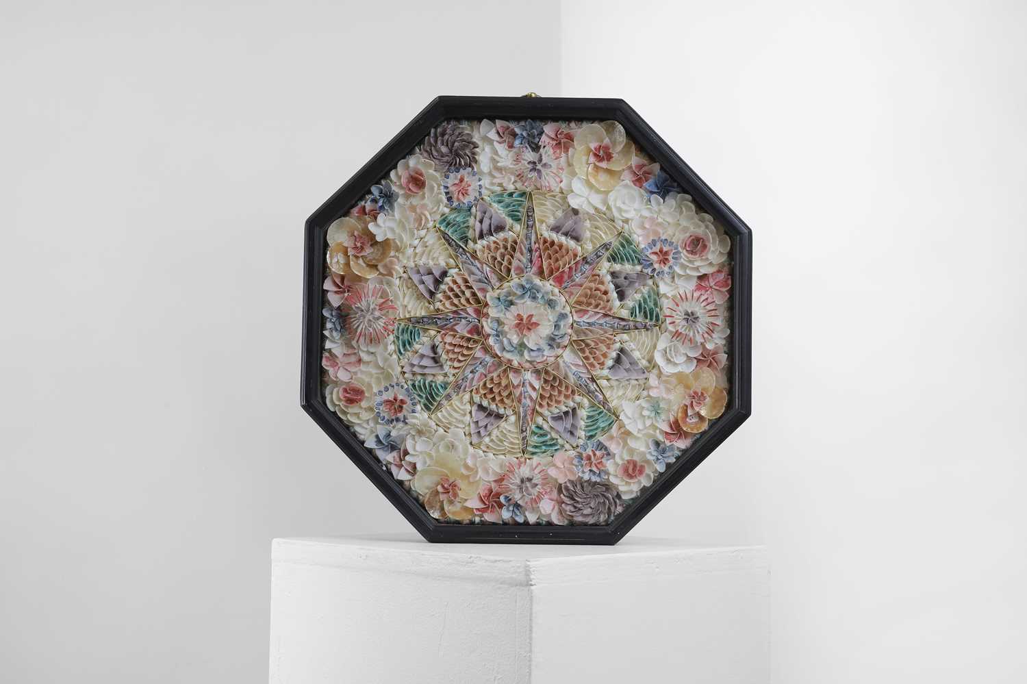 Lot 207 - A shellwork panel
