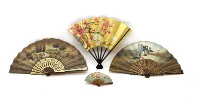 Lot 192 - A group of three tortoiseshell and painted fans