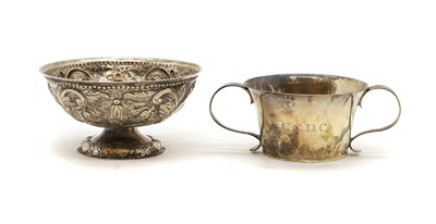Lot 13 - A Britannia standard silver twin handled cup