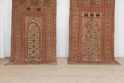 Lot 182 - A near pair of block-printed hangings