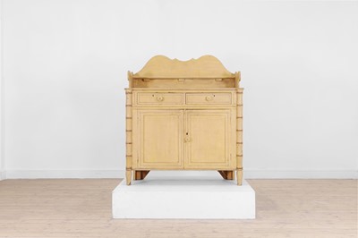Lot 415 - A painted pine and faux bamboo cabinet