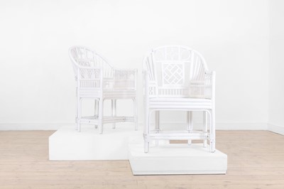 Lot 379 - A pair of painted bamboo Brighton Pavilion-type elbow chairs