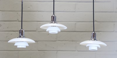 Lot 486 - A set of three Danish 'PH 2/1' pendant lights