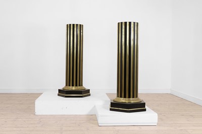 Lot 161 - A pair of ebonised and parcel-gilt wooden columns