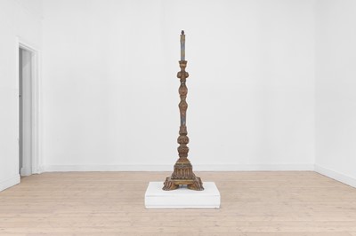 Lot 195 - A painted and parcel-gilt pine and gesso floor lamp