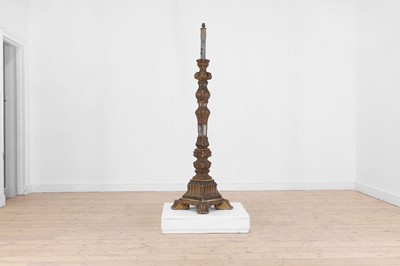 Lot 195 - A painted and parcel-gilt pine and gesso floor lamp