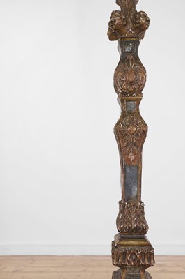 Lot 195 - A painted and parcel-gilt pine and gesso floor lamp