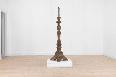 Lot 195 - A painted and parcel-gilt pine and gesso floor lamp