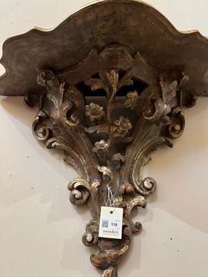 Lot 119 - A pair of silvered wooden wall brackets