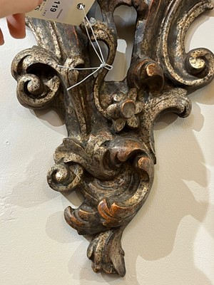 Lot 119 - A pair of silvered wooden wall brackets