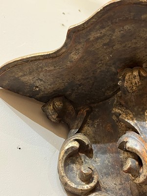 Lot 119 - A pair of silvered wooden wall brackets
