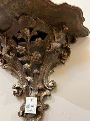 Lot 119 - A pair of silvered wooden wall brackets