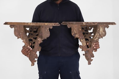 Lot 119 - A pair of silvered wooden wall brackets