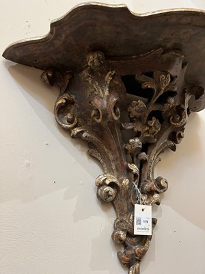 Lot 119 - A pair of silvered wooden wall brackets