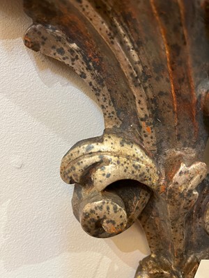 Lot 119 - A pair of silvered wooden wall brackets