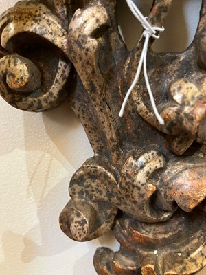Lot 119 - A pair of silvered wooden wall brackets