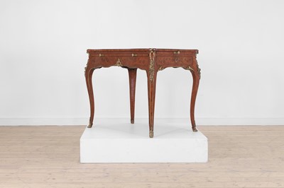 Lot 27 - A Louis XV-style kingwood and tulipwood marquetry bureau plat