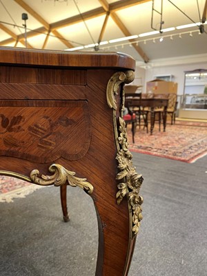 Lot 27 - A Louis XV-style kingwood and tulipwood marquetry bureau plat