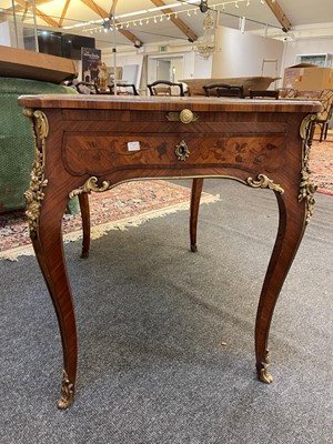 Lot 27 - A Louis XV-style kingwood and tulipwood marquetry bureau plat