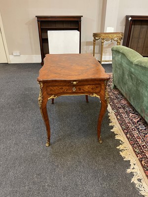 Lot 27 - A Louis XV-style kingwood and tulipwood marquetry bureau plat