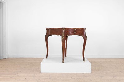 Lot 27 - A Louis XV-style kingwood and tulipwood marquetry bureau plat