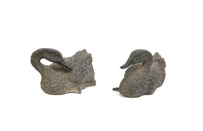 Lot 405 - A pair of bronze garden ducks