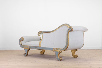 Lot 52 - An Empire-style painted and parcel-gilt pine chaise longue