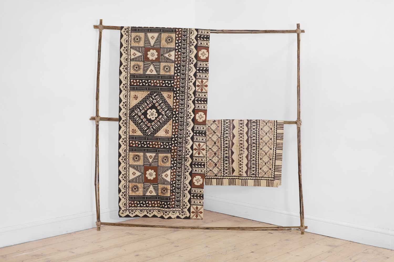 Lot 173 - Two tapa or barkcloth panels