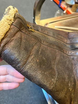 Lot 264 - A WWII Irvin pattern sheep skin and fleece lined leather flying jacket