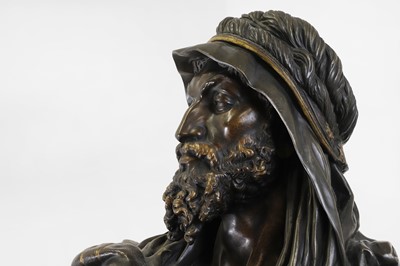 Lot 170 - A patinated bronze and parcel-gilt bust of 'Le Chef Abyssin' (The Abyssinian Chief)