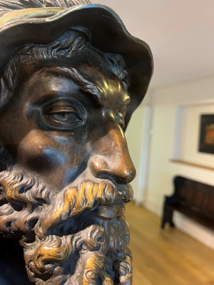 Lot 170 - A patinated bronze and parcel-gilt bust of 'Le Chef Abyssin' (The Abyssinian Chief)