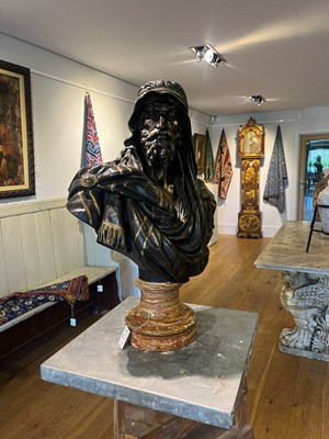 Lot 170 - A patinated bronze and parcel-gilt bust of 'Le Chef Abyssin' (The Abyssinian Chief)