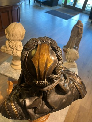 Lot 170 - A patinated bronze and parcel-gilt bust of 'Le Chef Abyssin' (The Abyssinian Chief)