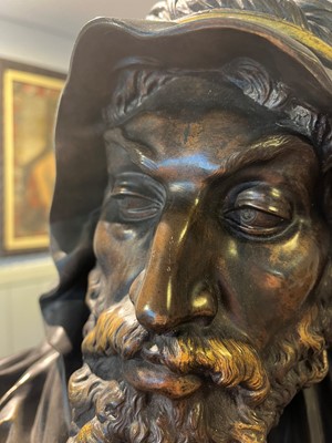 Lot 170 - A patinated bronze and parcel-gilt bust of 'Le Chef Abyssin' (The Abyssinian Chief)
