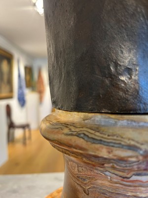 Lot 170 - A patinated bronze and parcel-gilt bust of 'Le Chef Abyssin' (The Abyssinian Chief)
