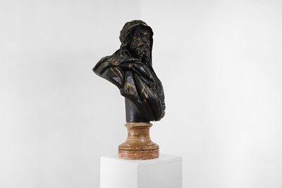 Lot 170 - A patinated bronze and parcel-gilt bust of 'Le Chef Abyssin' (The Abyssinian Chief)