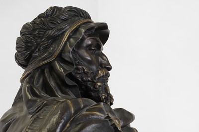Lot 170 - A patinated bronze and parcel-gilt bust of 'Le Chef Abyssin' (The Abyssinian Chief)