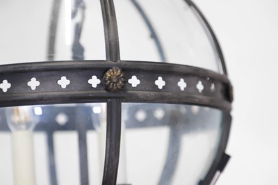 Lot 14 - A pair of bronze, gilt-brass and glass 'Pennington' globe lanterns by Jamb