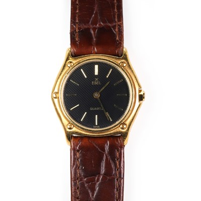 Lot 346 - An 18ct gold ladies' Ebel quartz strap watch