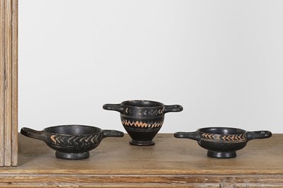 Lot 103 - A group of three Gnathian ware miniature pottery vessels