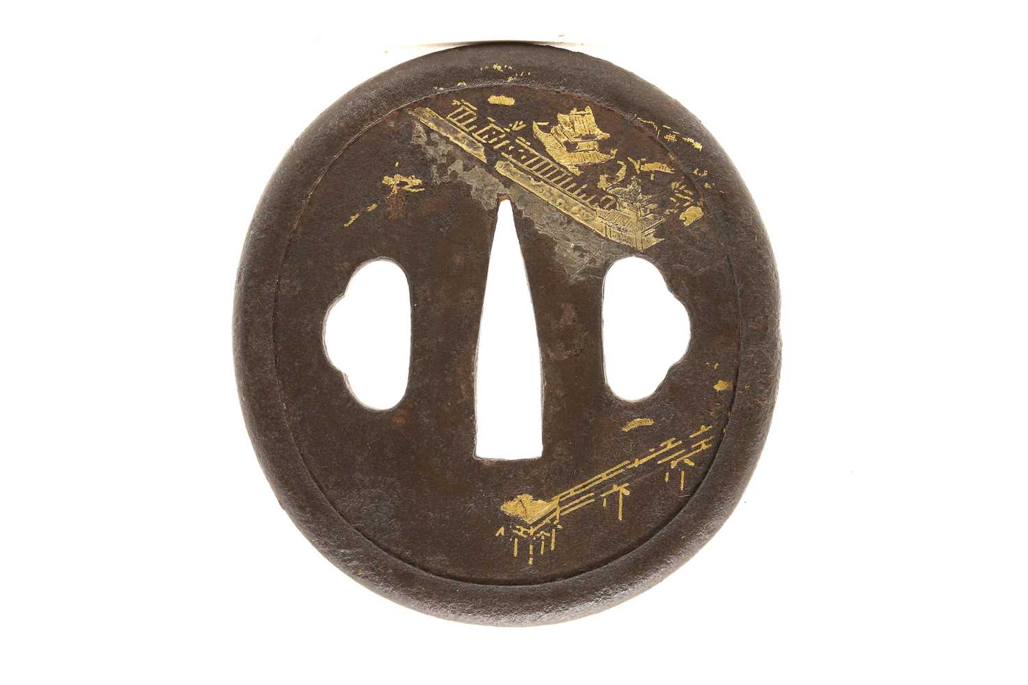 Lot 91 - A Japanese Higo School iron tsuba