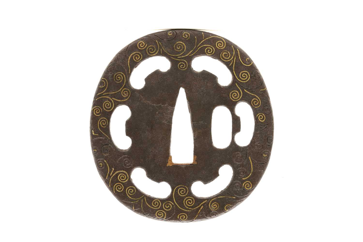 Lot 92 - A Japanese Kaga School iron tsuba