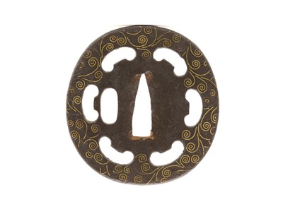 Lot 92 - A Japanese Kaga School iron tsuba