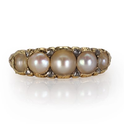 Lot 28 - A Victorian five stone pearl ring