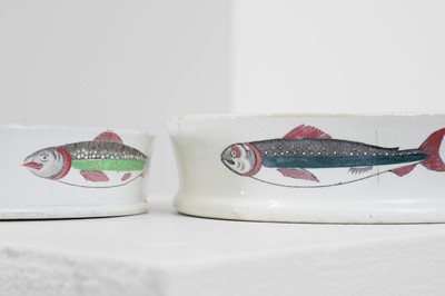 Lot 313 - Two glazed pottery char dishes