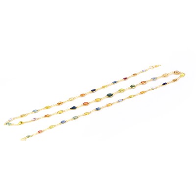 Lot 198 - A gold varicoloured sapphire necklace