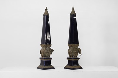 Lot 106 - A pair of porcelain and gilt-metal-mounted obelisks