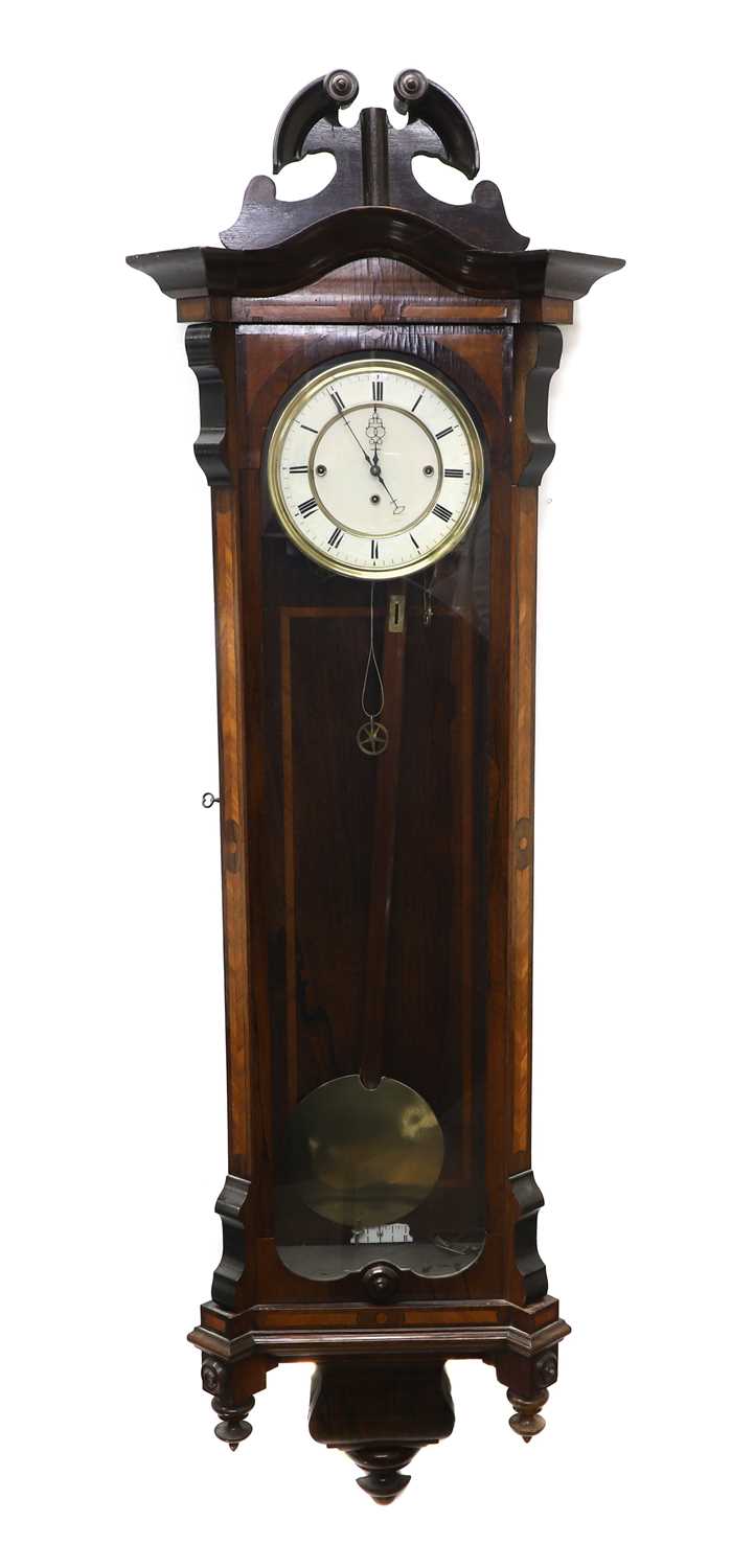 Lot 213 - A rosewood Vienna regulator wall clock